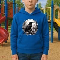 Raven Full Moon Gothic Witchy Crow Roses Mystical Kids Hoodie thumb 2