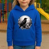 Raven Full Moon Gothic Witchy Crow Roses Mystical Kids Hoodie thumb 3