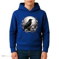 Raven Full Moon Gothic Witchy Crow Roses Mystical Kids Hoodie thumb 4