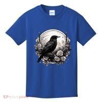 Raven Full Moon Gothic Witchy Crow Roses Mystical Kids T-Shirt thumb 0