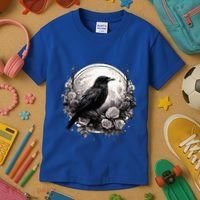 Raven Full Moon Gothic Witchy Crow Roses Mystical Kids T-Shirt thumb 3