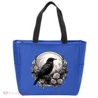 Raven Full Moon Gothic Witchy Crow Roses Mystical Tote Bag thumb 0