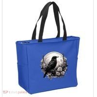 Raven Full Moon Gothic Witchy Crow Roses Mystical Tote Bag thumb 2