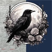 Raven Full Moon Gothic Witchy Crow Roses Mystical Kids Colorblock Raglan Jersey thumb 2