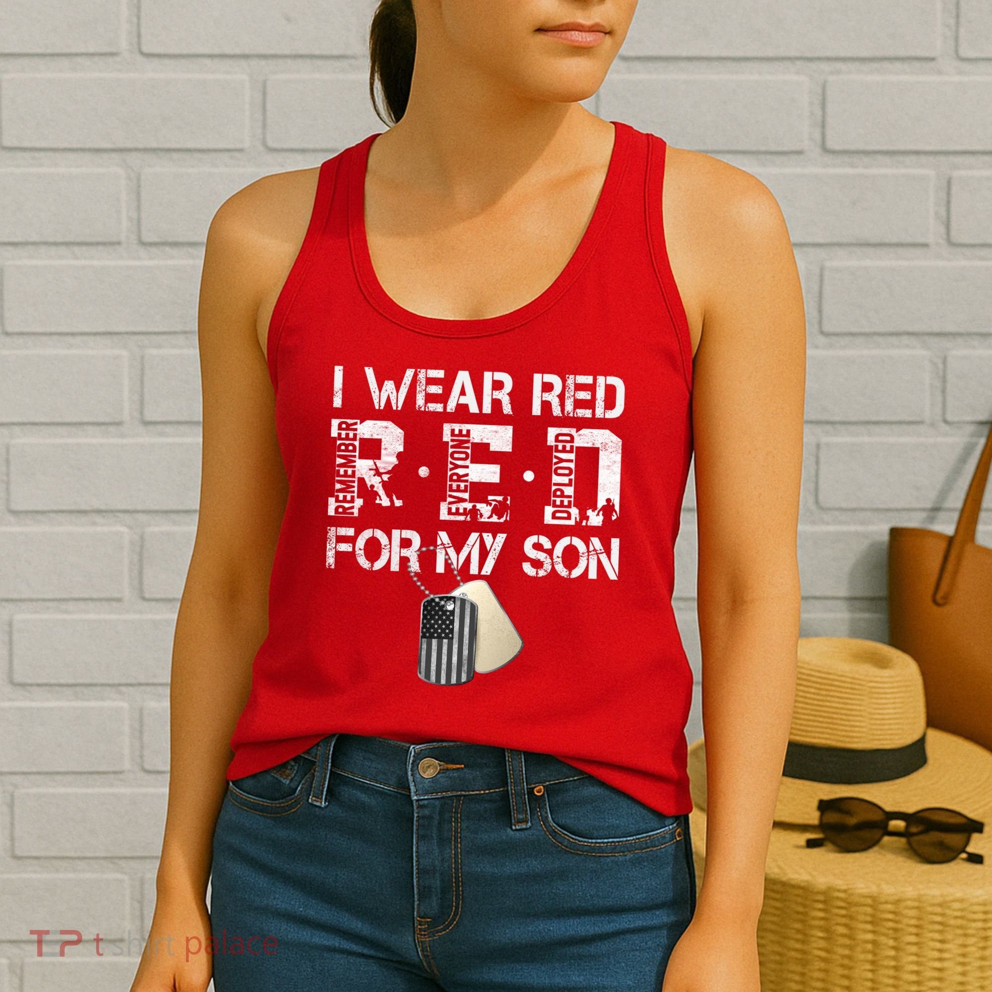 Red Friday Military Mom Gift I Wear Red On Friday For My Son Women's Tank Top