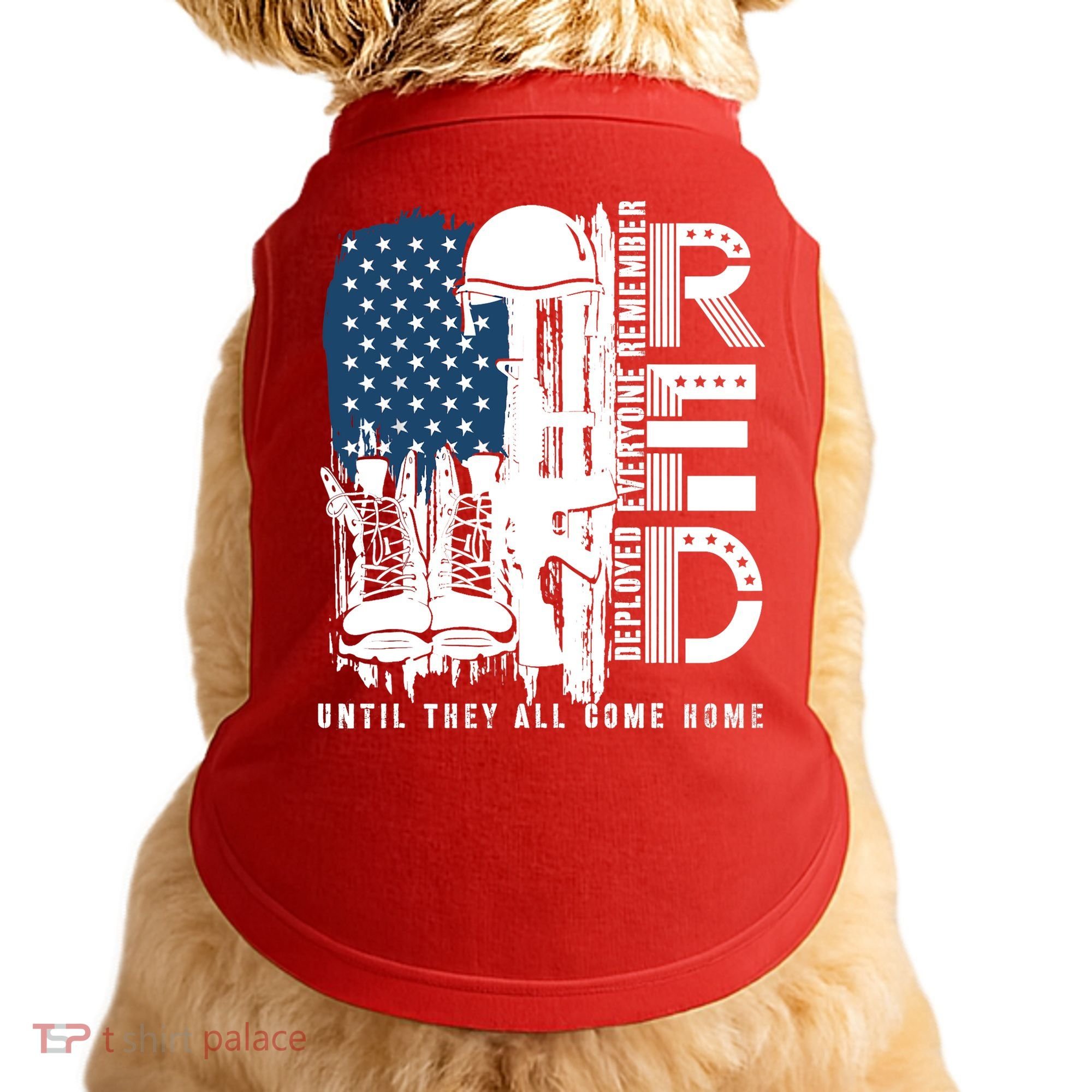 Red Friday Military We Wear Red Support Our Troops US Flag Doggie Tank