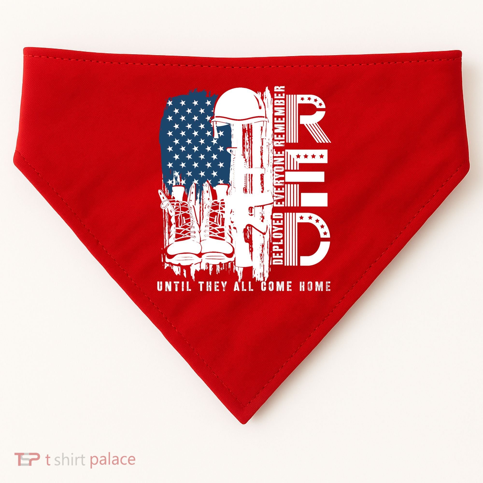 Red Friday Military We Wear Red Support Our Troops US Flag USA-Made Doggie Bandana