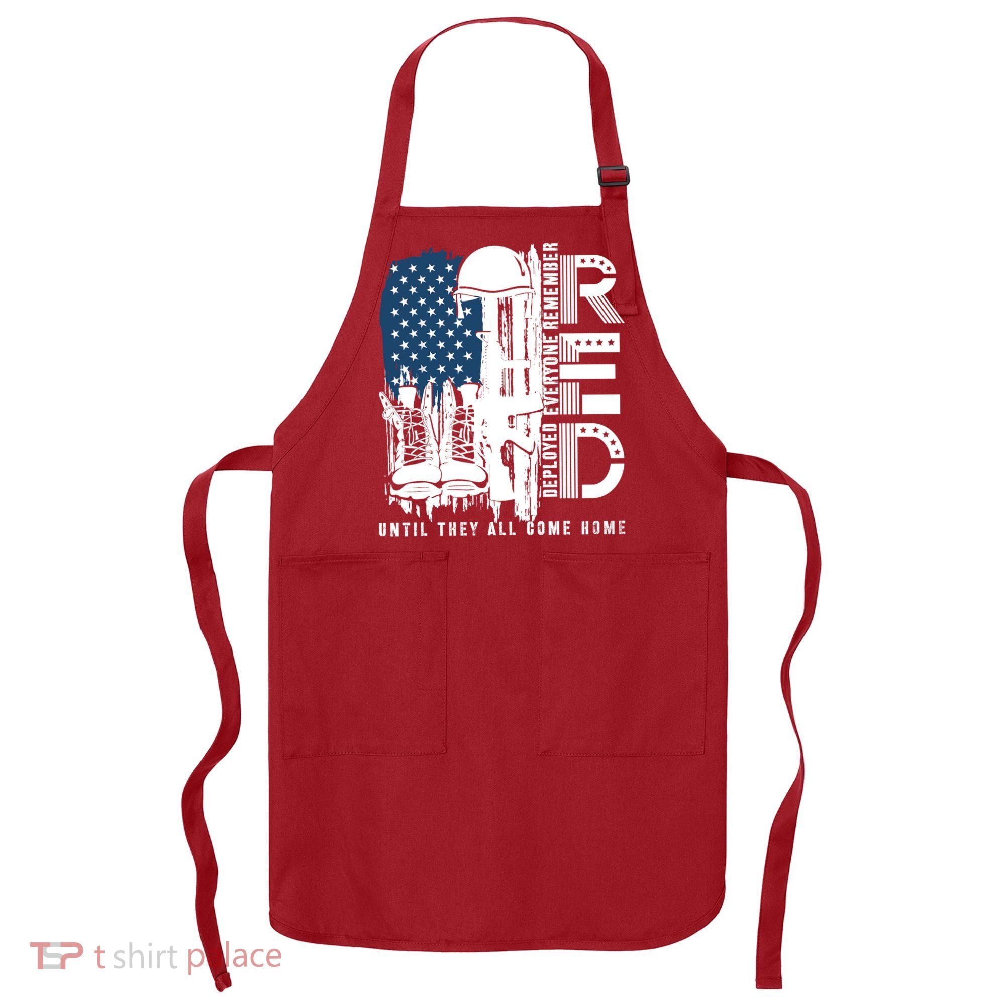 Red Friday Military We Wear Red Support Our Troops US Flag Apron