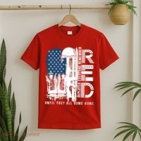 Red Friday Military We Wear Red Support Our Troops US Flag T-Shirt thumb 2