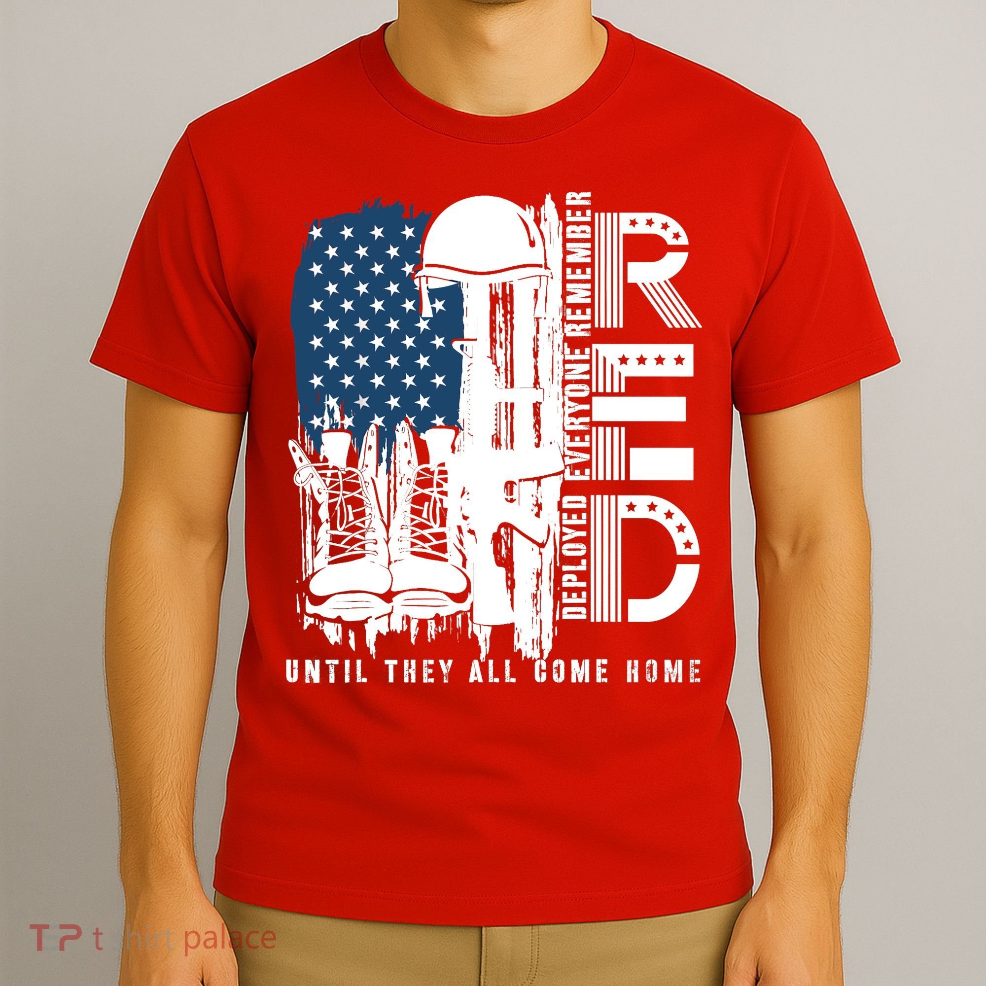 Red Friday Military We Wear Red Support Our Troops US Flag T-Shirt
