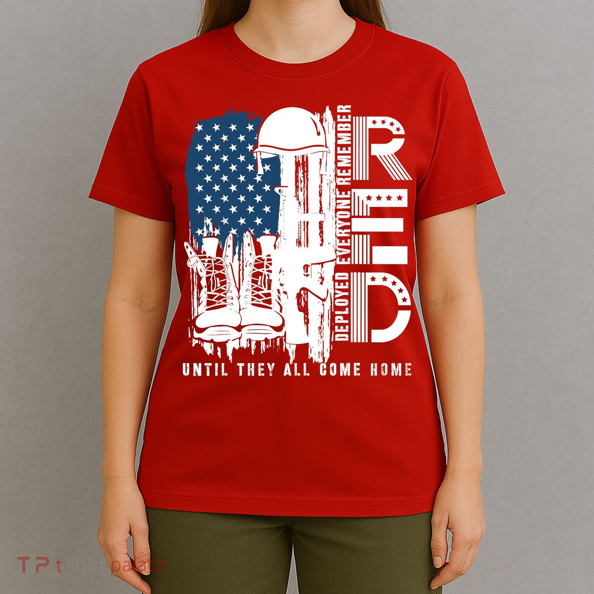 Red Friday Military We Wear Red Support Our Troops US Flag T-Shirt