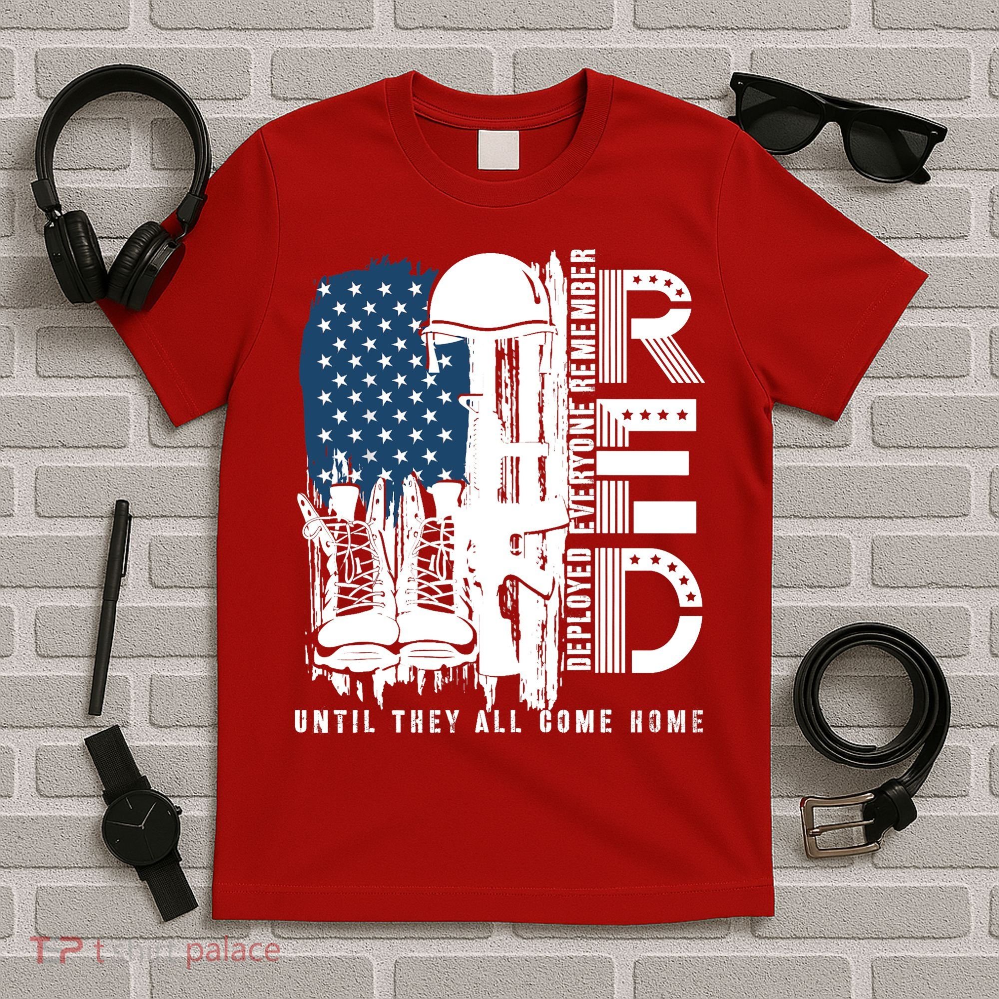 Red Friday Military We Wear Red Support Our Troops US Flag T-Shirt