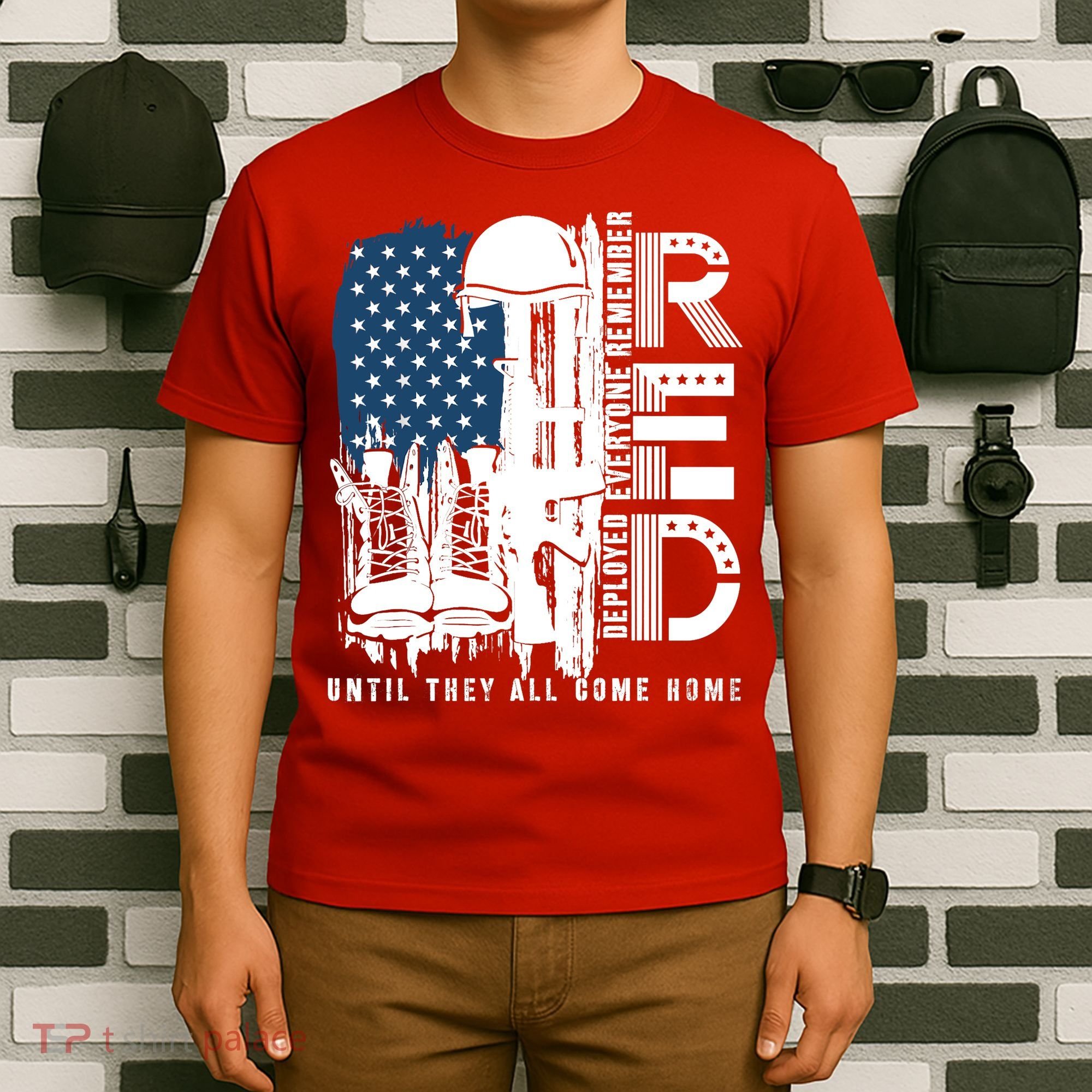 Red Friday Military We Wear Red Support Our Troops US Flag T-Shirt