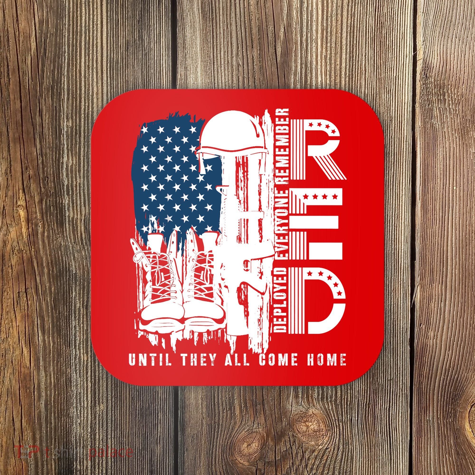 Red Friday Military We Wear Red Support Our Troops US Flag Coaster