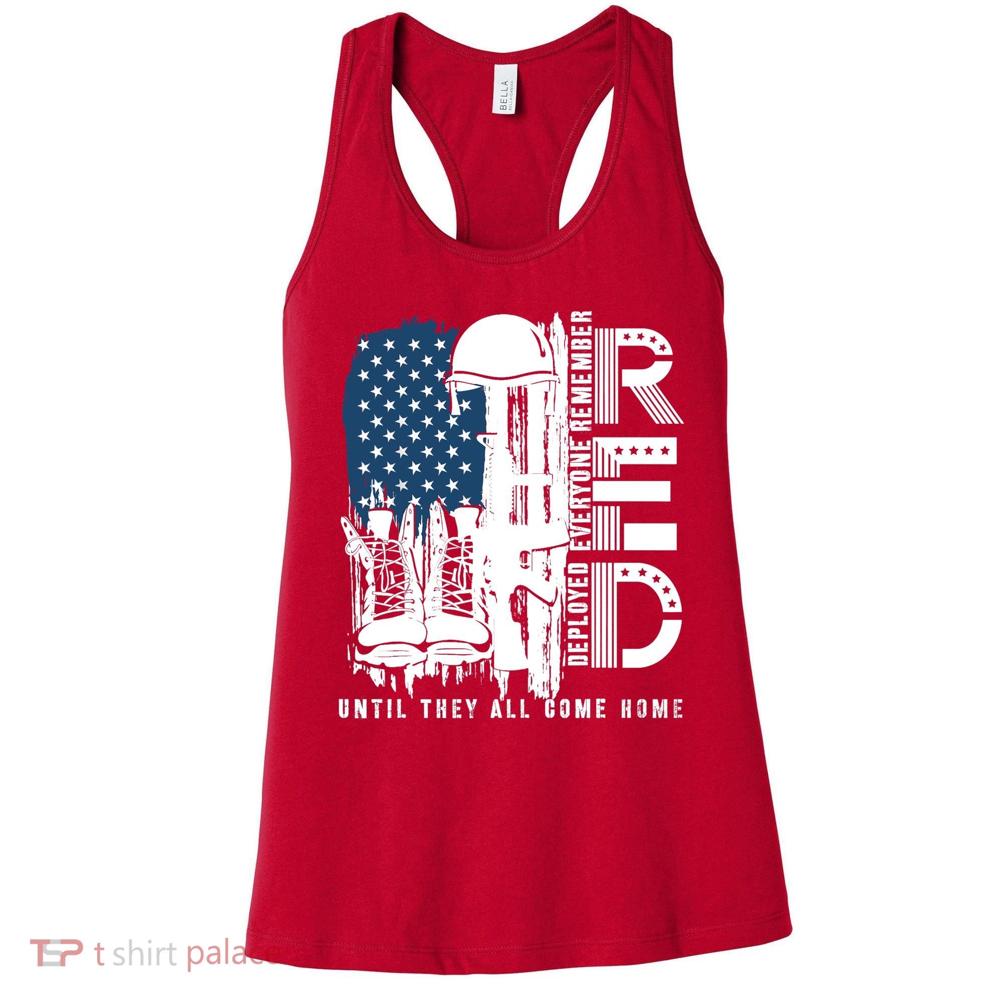 Red Friday Military We Wear Red Support Our Troops US Flag Women's Tank Top