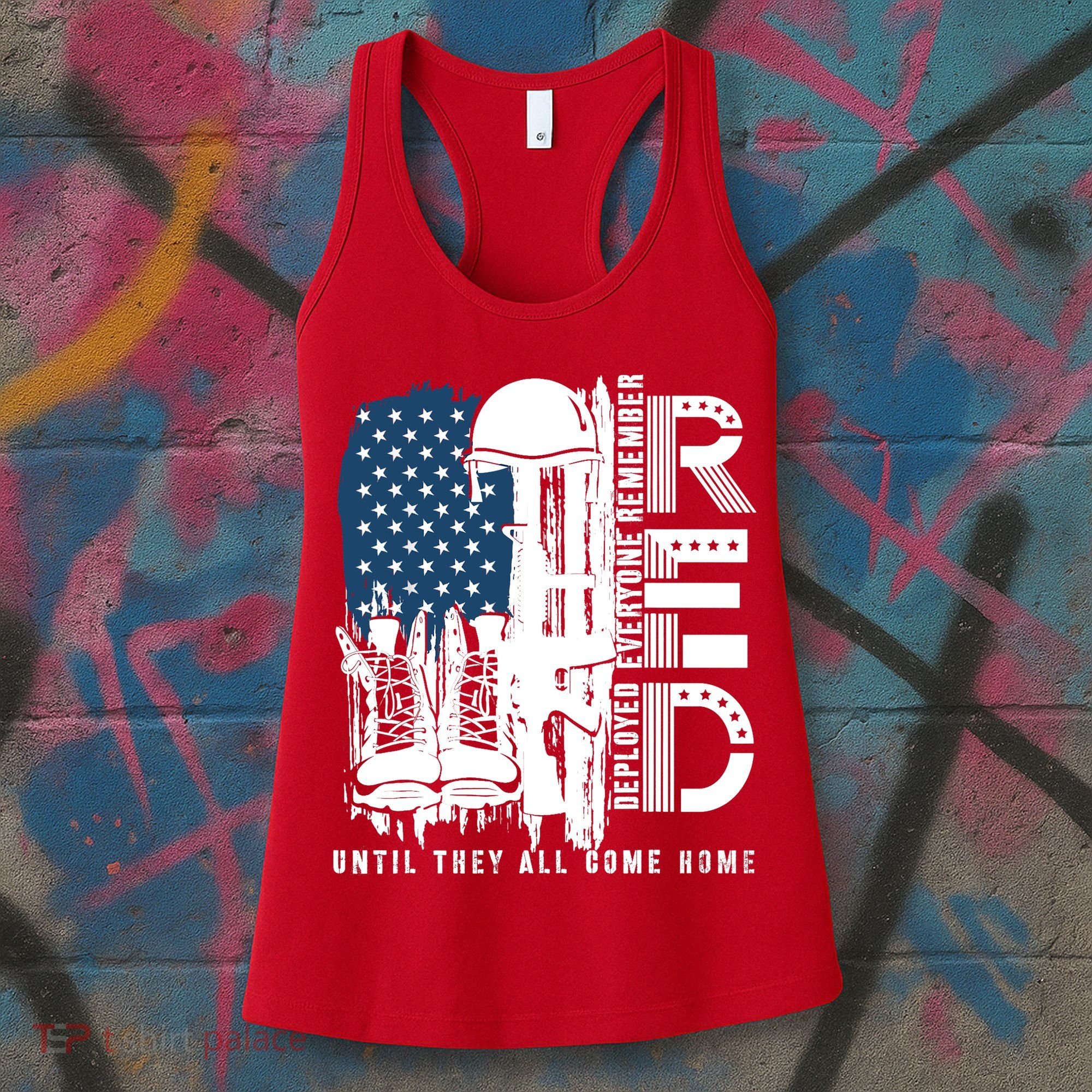 Red Friday Military We Wear Red Support Our Troops US Flag Women's Tank Top