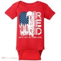 Red Friday Military We Wear Red Support Our Troops US Flag Baby Bodysuit thumb 0