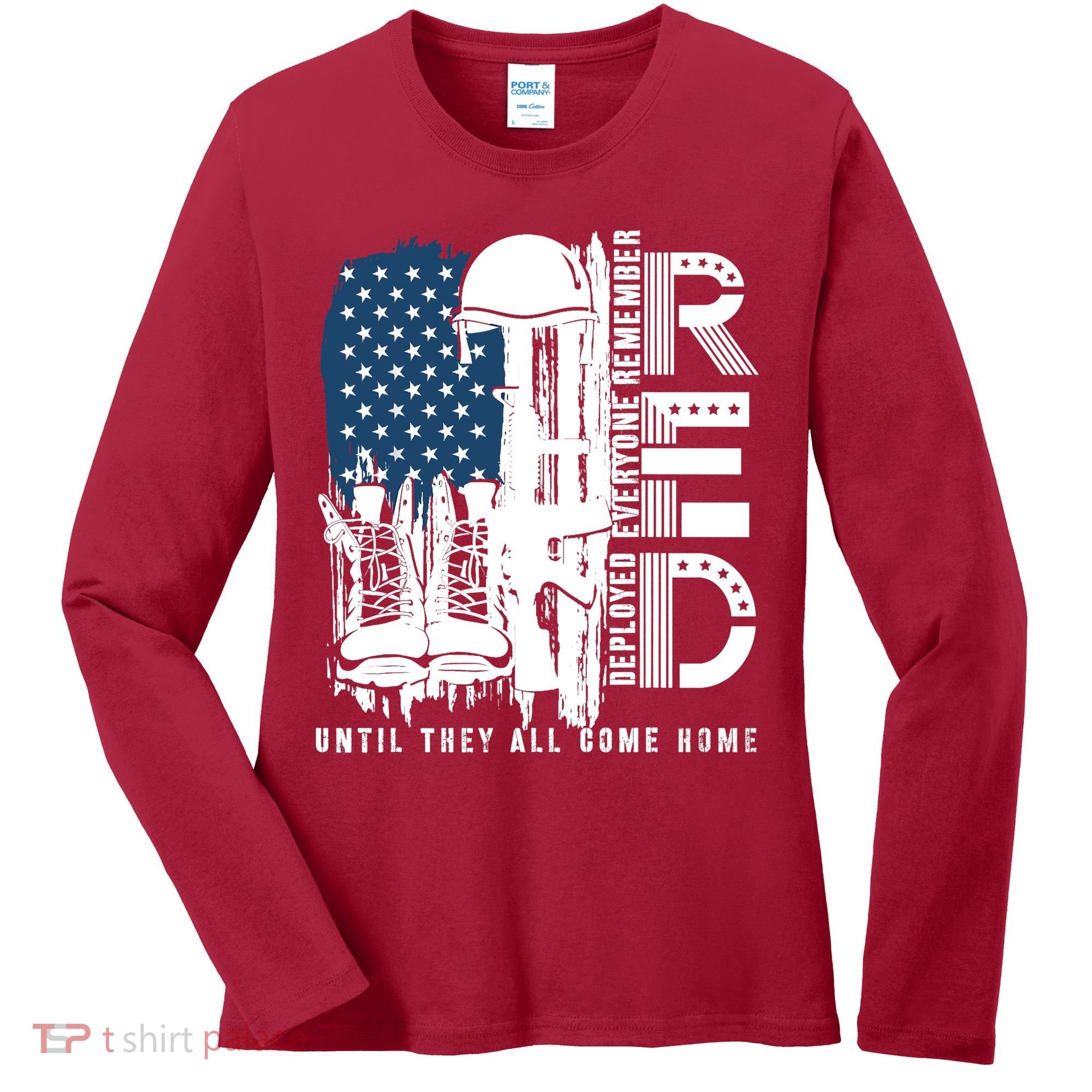 Red Friday Military We Wear Red Support Our Troops US Flag Women's Long Sleeve Shirt