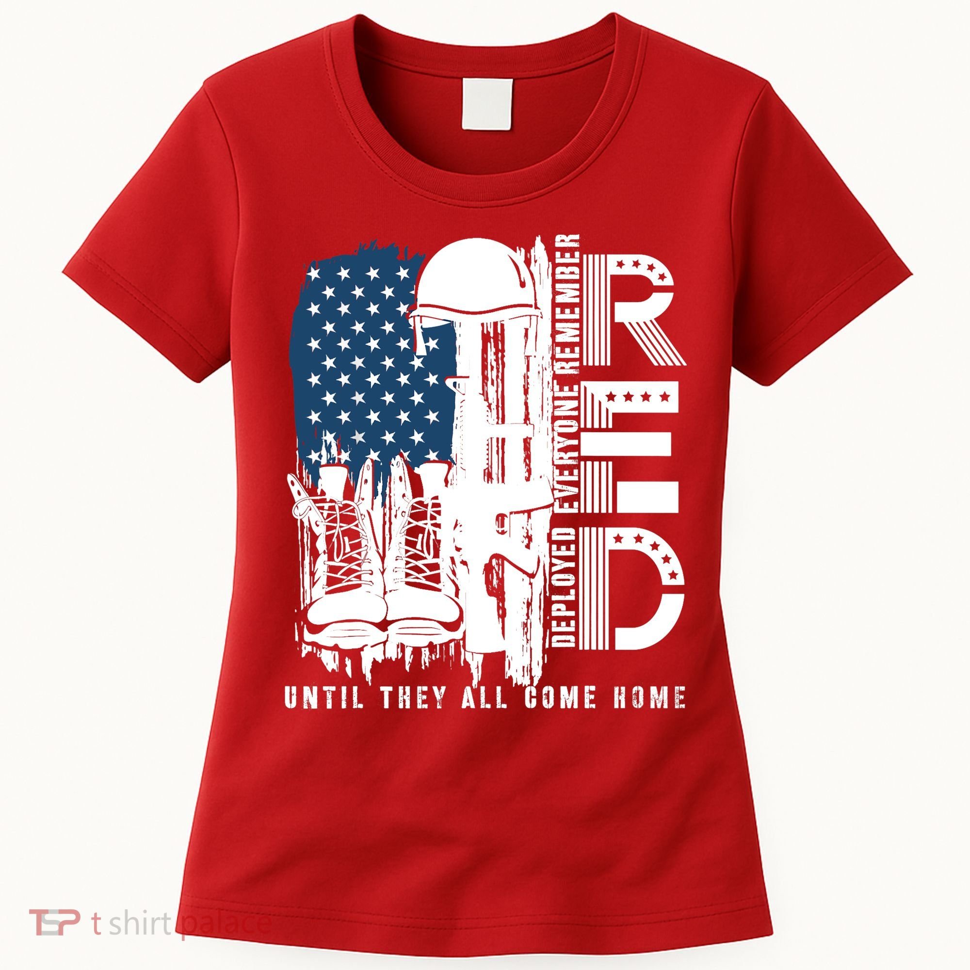 Red Friday Military We Wear Red Support Our Troops US Flag Women's T-Shirt