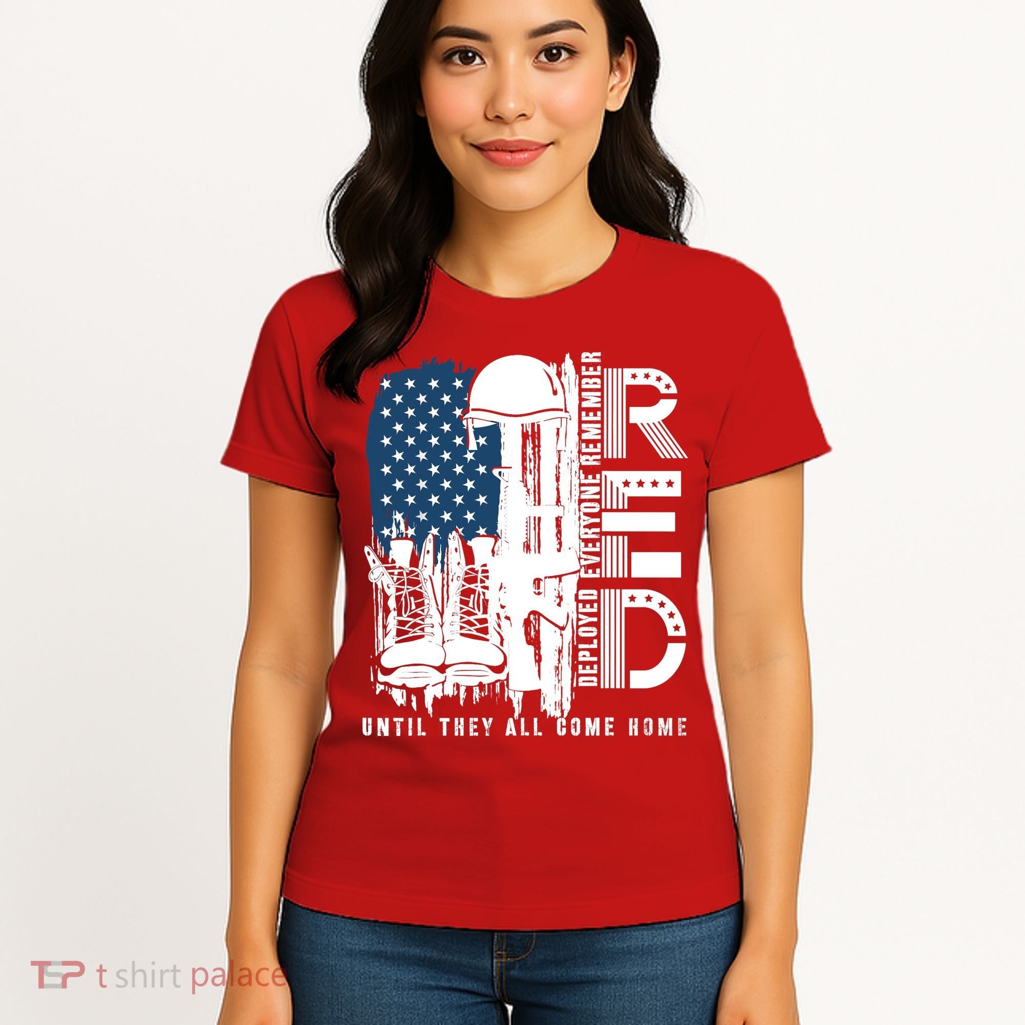 Red Friday Military We Wear Red Support Our Troops US Flag Women's T-Shirt