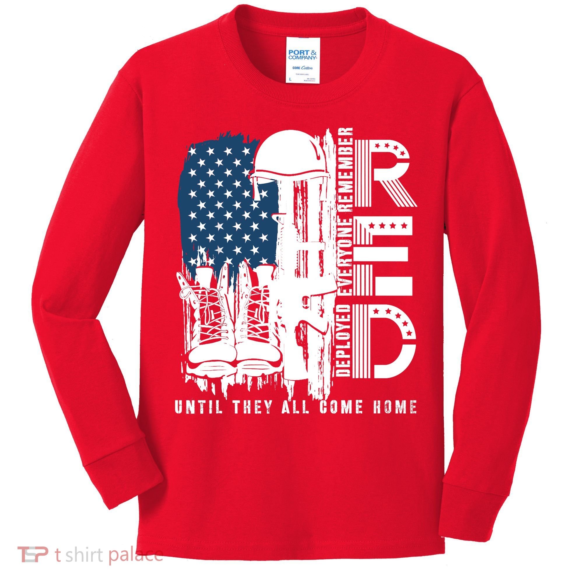 Red Friday Military We Wear Red Support Our Troops US Flag Kids Long Sleeve Shirt