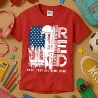 Red Friday Military We Wear Red Support Our Troops US Flag Kids T-Shirt thumb 3