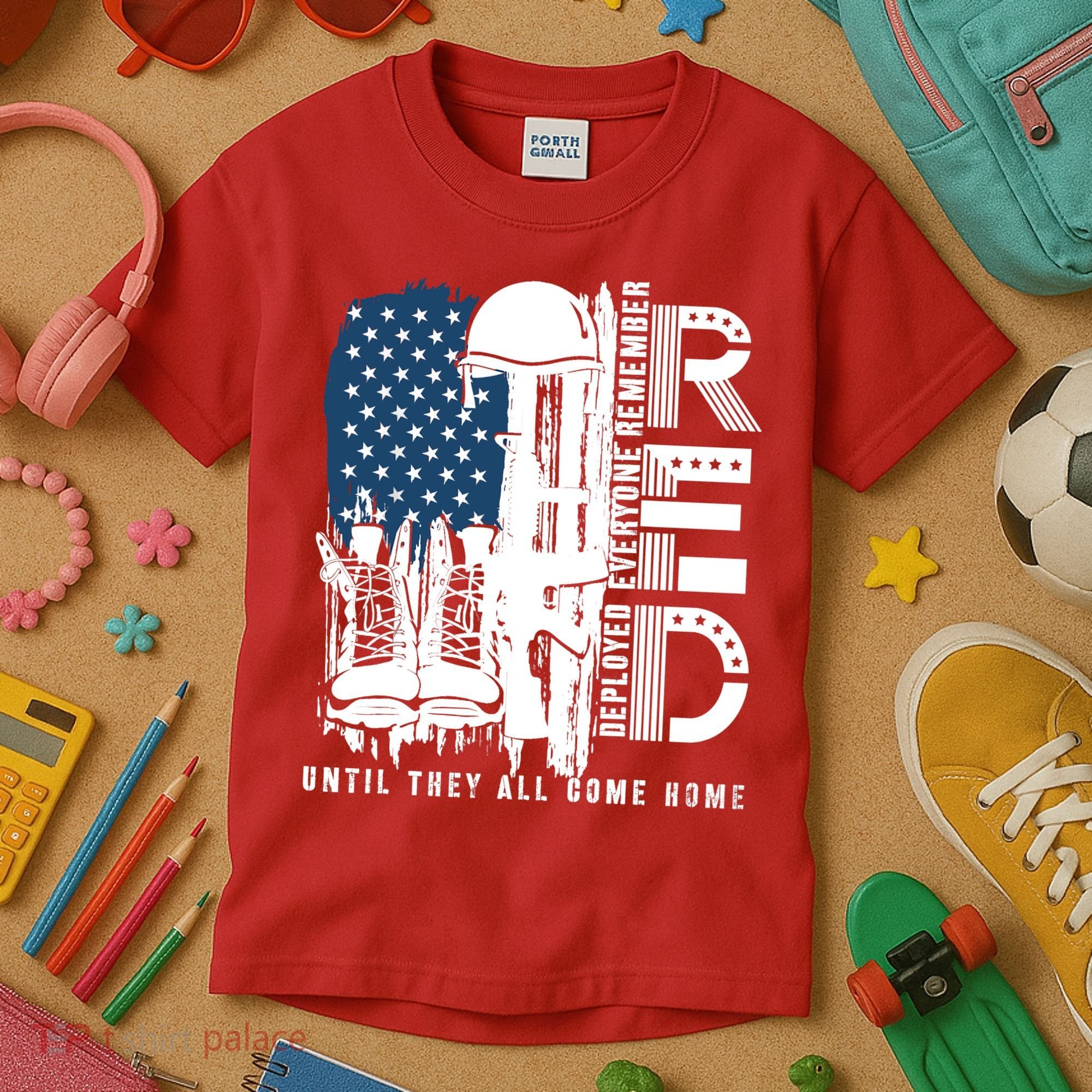 Red Friday Military We Wear Red Support Our Troops US Flag Kids T-Shirt