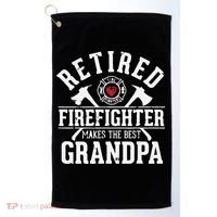 Retired Firefighter Makes The Best Grandpa Retirement Gift Golf Towel thumb 0