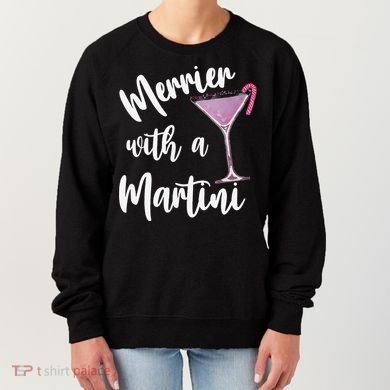 Retro Funny Merrier With A Martini Merry Christmas Drinking Women's Sweatshirt
