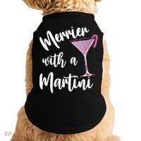 Retro Funny Merrier With A Martini Merry Christmas Drinking Doggie Tank thumb 0