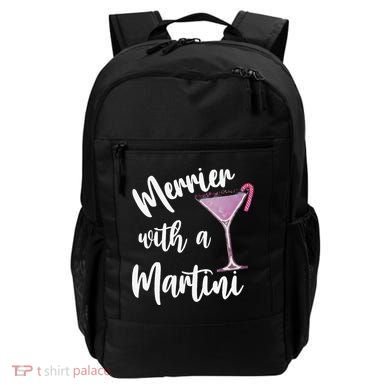 Retro Funny Merrier With A Martini Merry Christmas Drinking Backpack