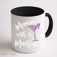 Retro Funny Merrier With A Martini Merry Christmas Drinking Coffee Mug thumb 1