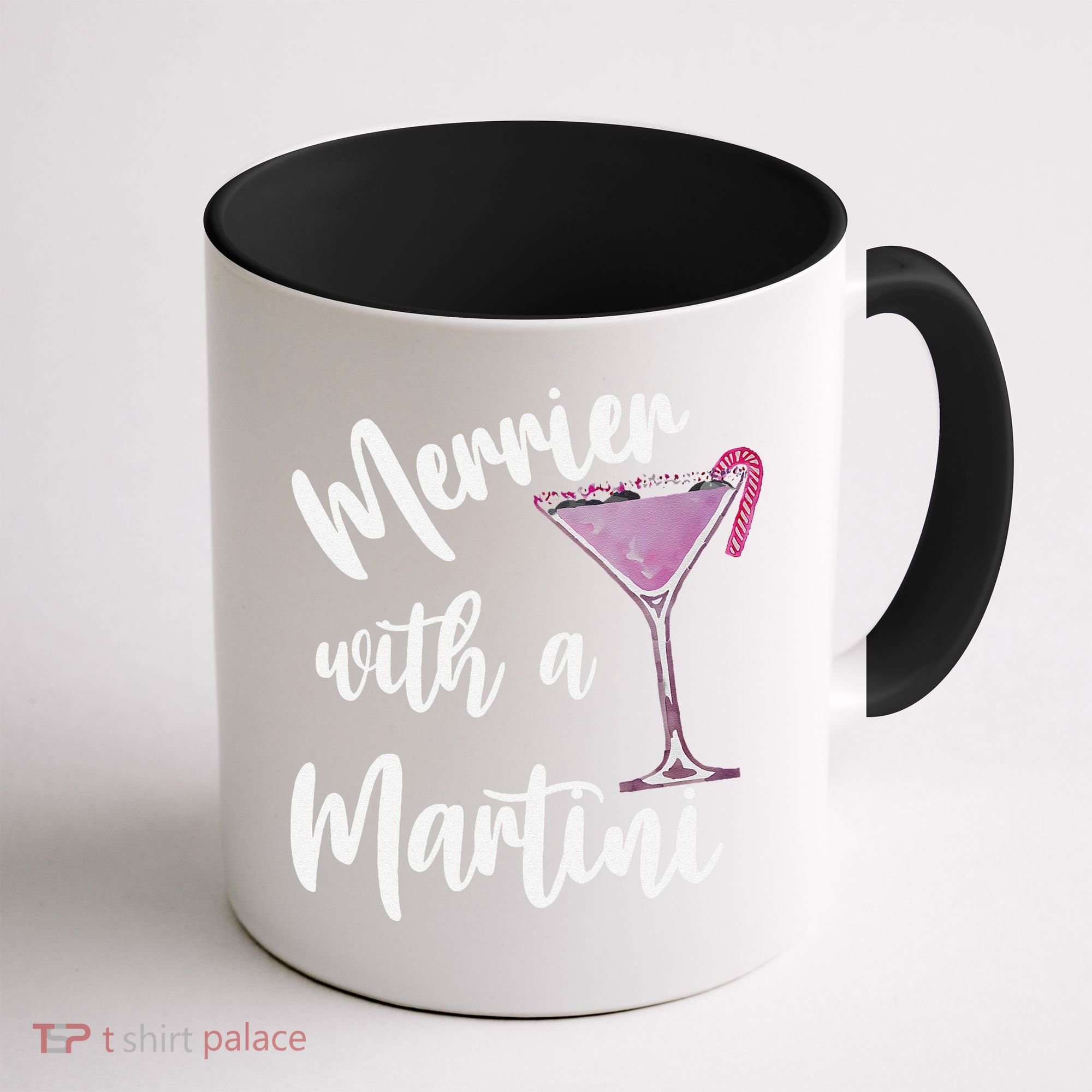 Retro Funny Merrier With A Martini Merry Christmas Drinking Coffee Mug