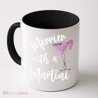 Retro Funny Merrier With A Martini Merry Christmas Drinking Coffee Mug thumb 0