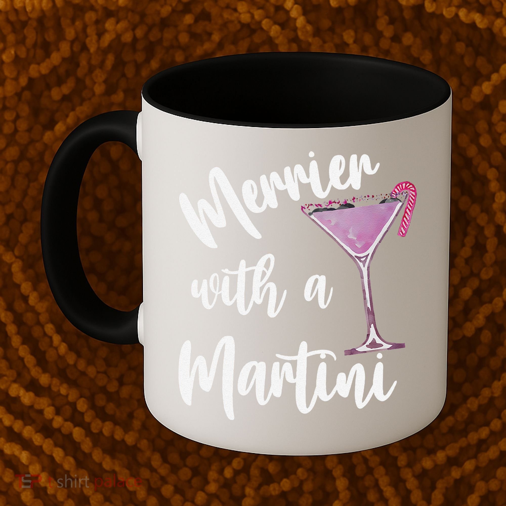 Retro Funny Merrier With A Martini Merry Christmas Drinking Coffee Mug