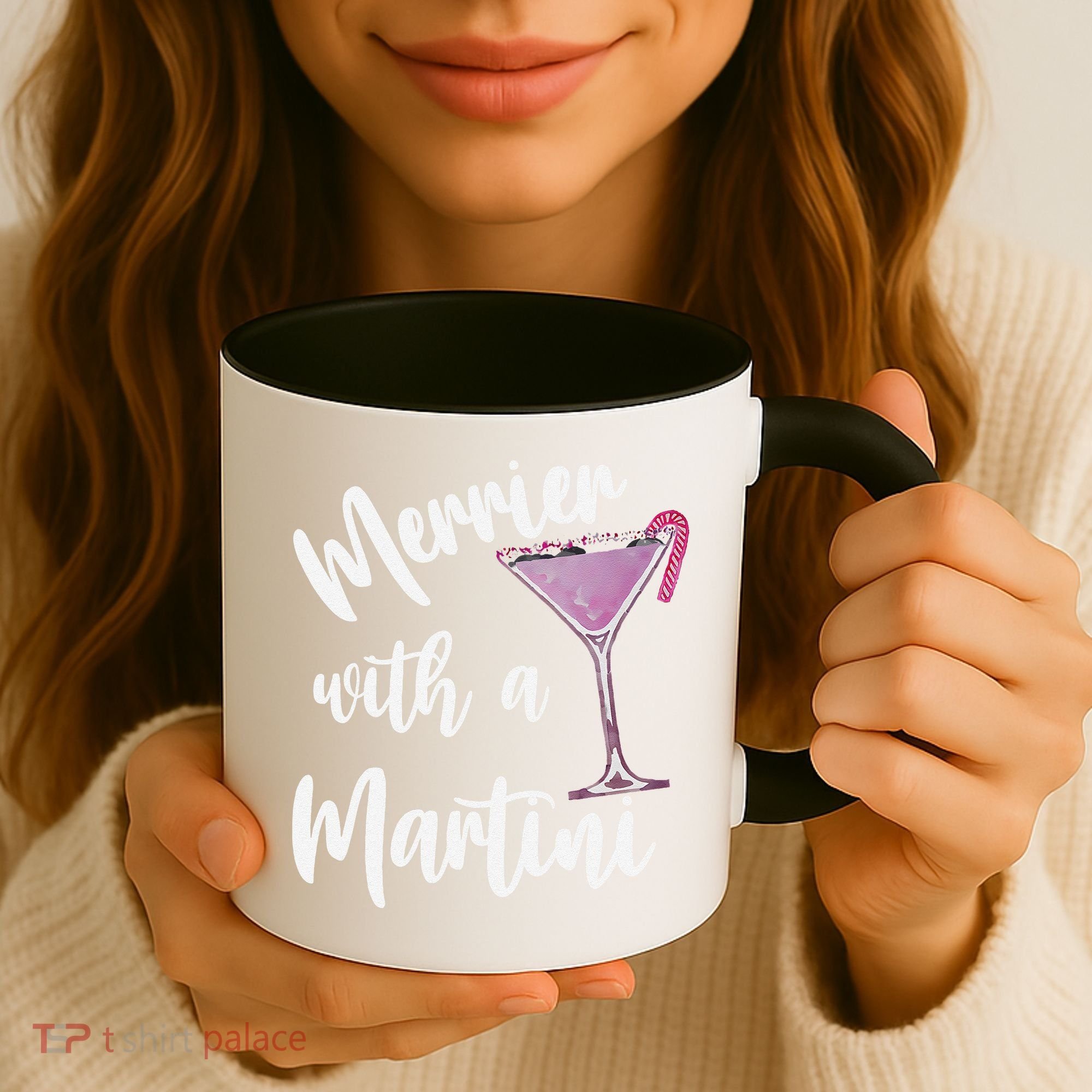 Retro Funny Merrier With A Martini Merry Christmas Drinking Coffee Mug