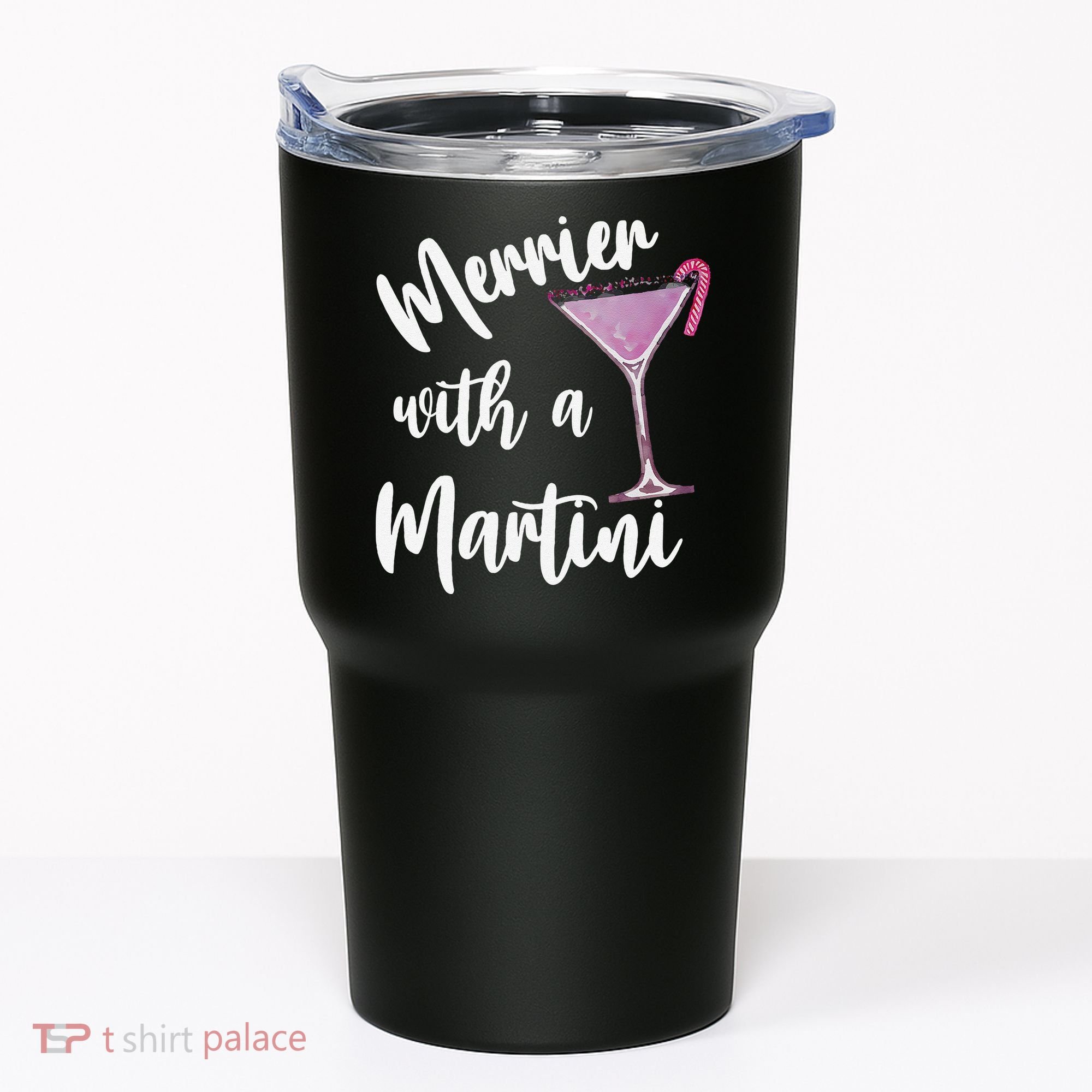 Retro Funny Merrier With A Martini Merry Christmas Drinking Tumbler