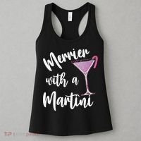 Retro Funny Merrier With A Martini Merry Christmas Drinking Women's Tank Top thumb 3