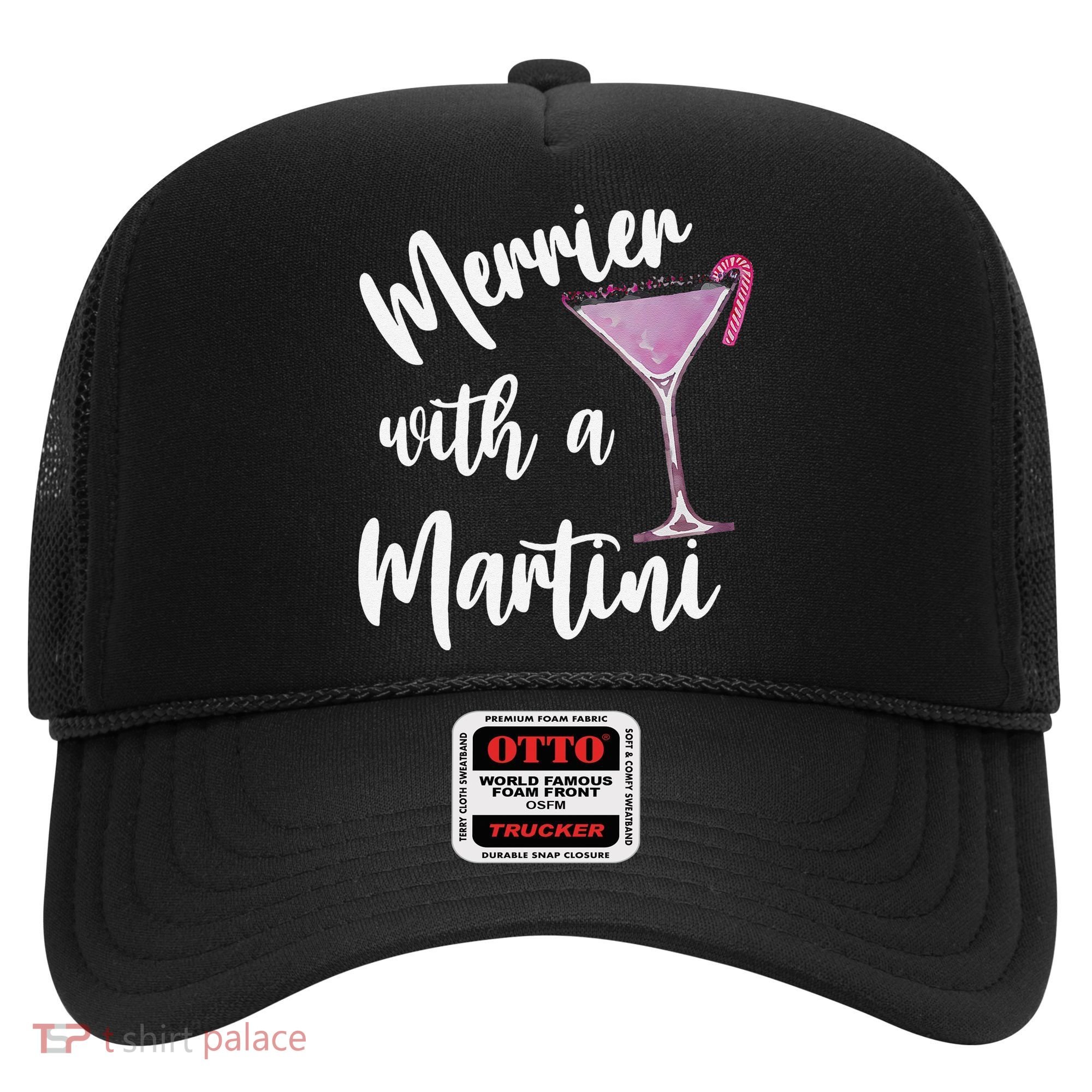 Retro Funny Merrier With A Martini Merry Christmas Drinking Hat