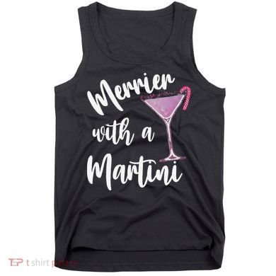 Retro Funny Merrier With A Martini Merry Christmas Drinking Tank Top