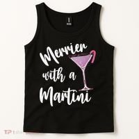 Retro Funny Merrier With A Martini Merry Christmas Drinking Tank Top thumb 2