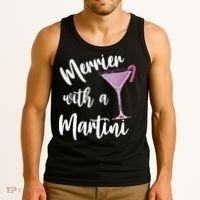 Retro Funny Merrier With A Martini Merry Christmas Drinking Tank Top thumb 3