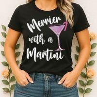 Retro Funny Merrier With A Martini Merry Christmas Drinking Women's T-Shirt thumb 2