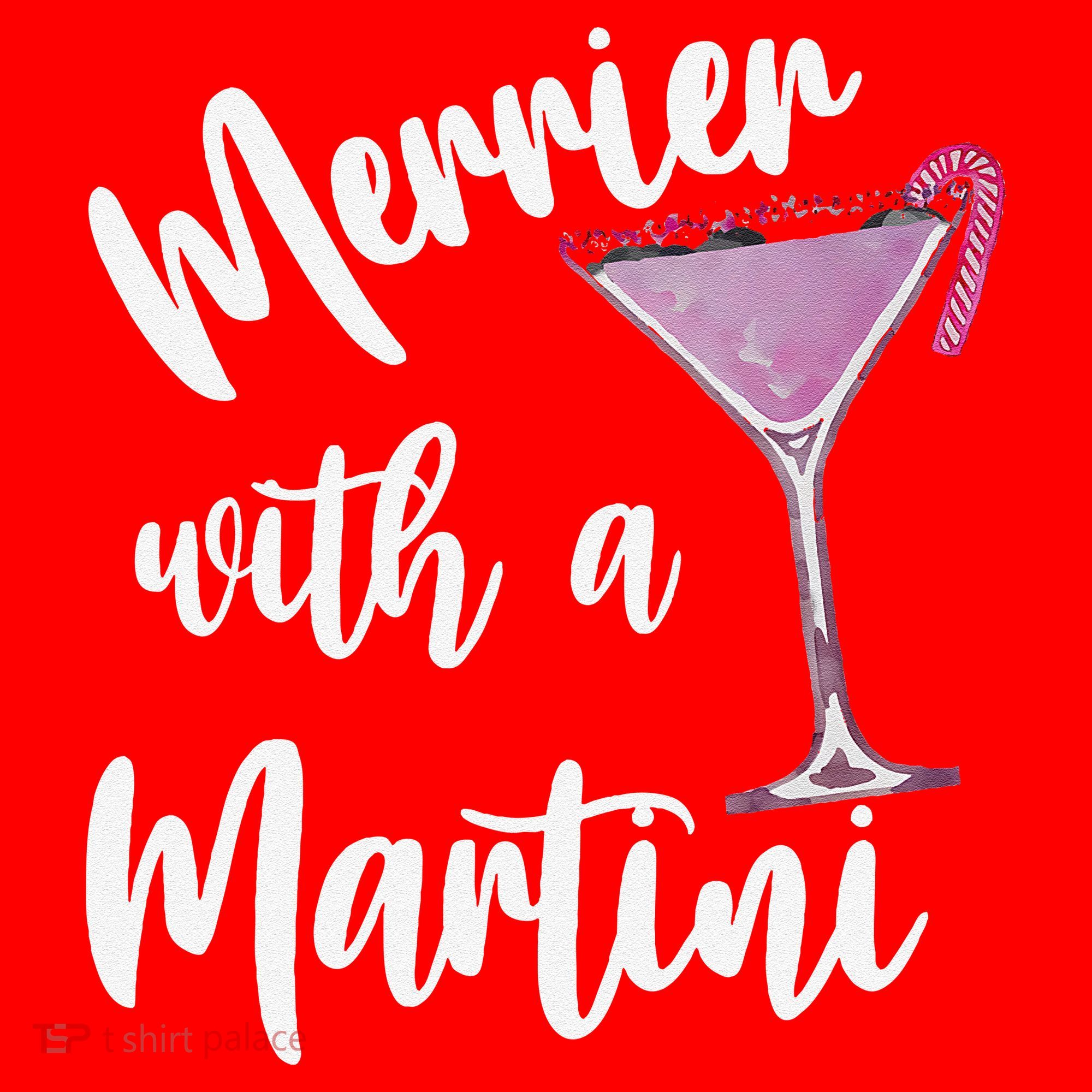 Retro Funny Merrier With A Martini Merry Christmas Drinking Santa Hat