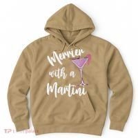 Retro Funny Merrier With A Martini Merry Christmas Drinking Hoodie thumb 0