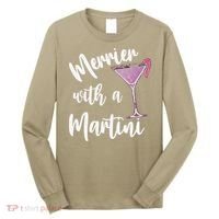 Retro Funny Merrier With A Martini Merry Christmas Drinking Long Sleeve Shirt thumb 0