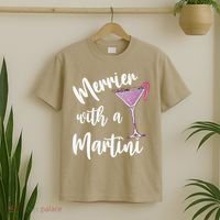 Retro Funny Merrier With A Martini Merry Christmas Drinking T-Shirt thumb 2