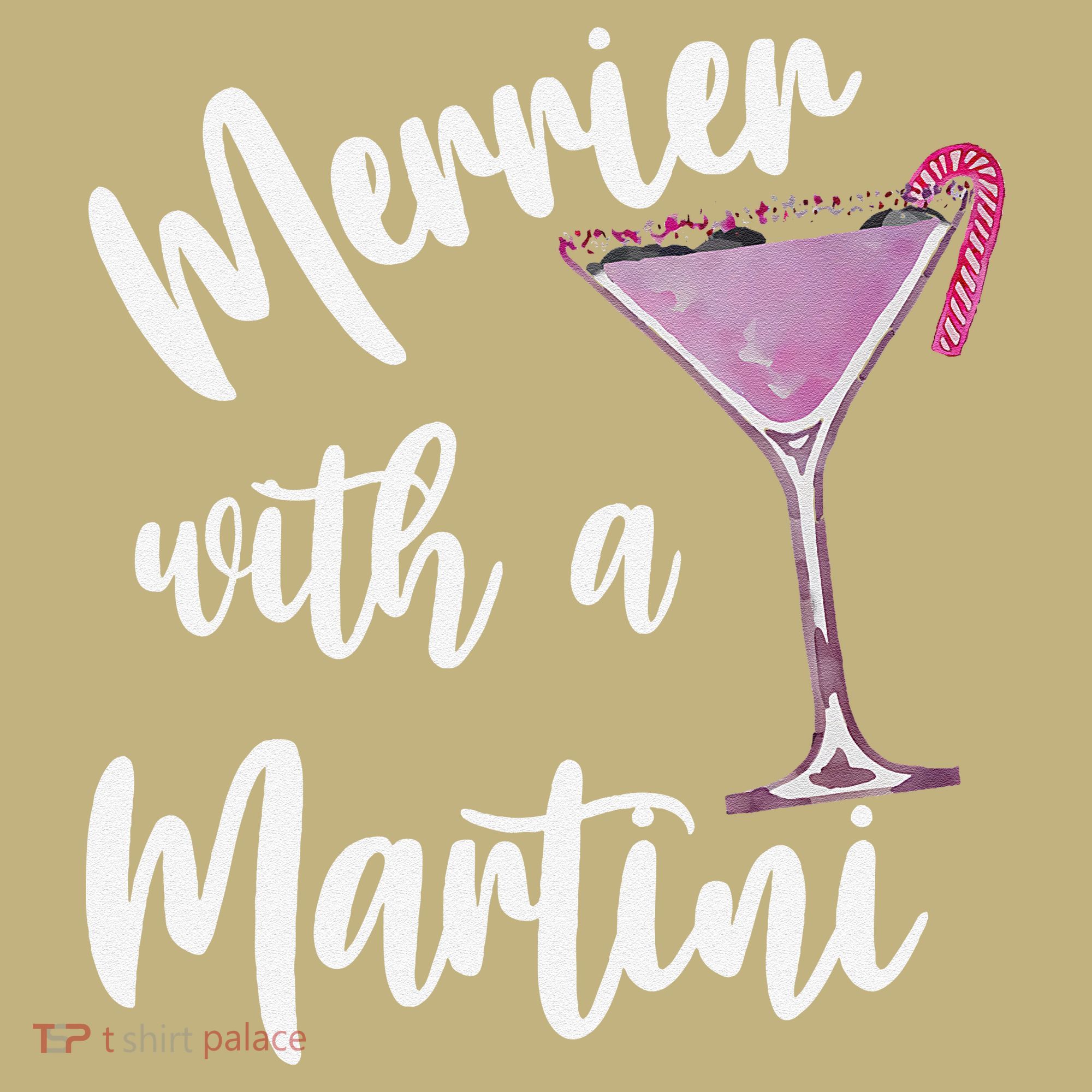 Retro Funny Merrier With A Martini Merry Christmas Drinking Mousepad