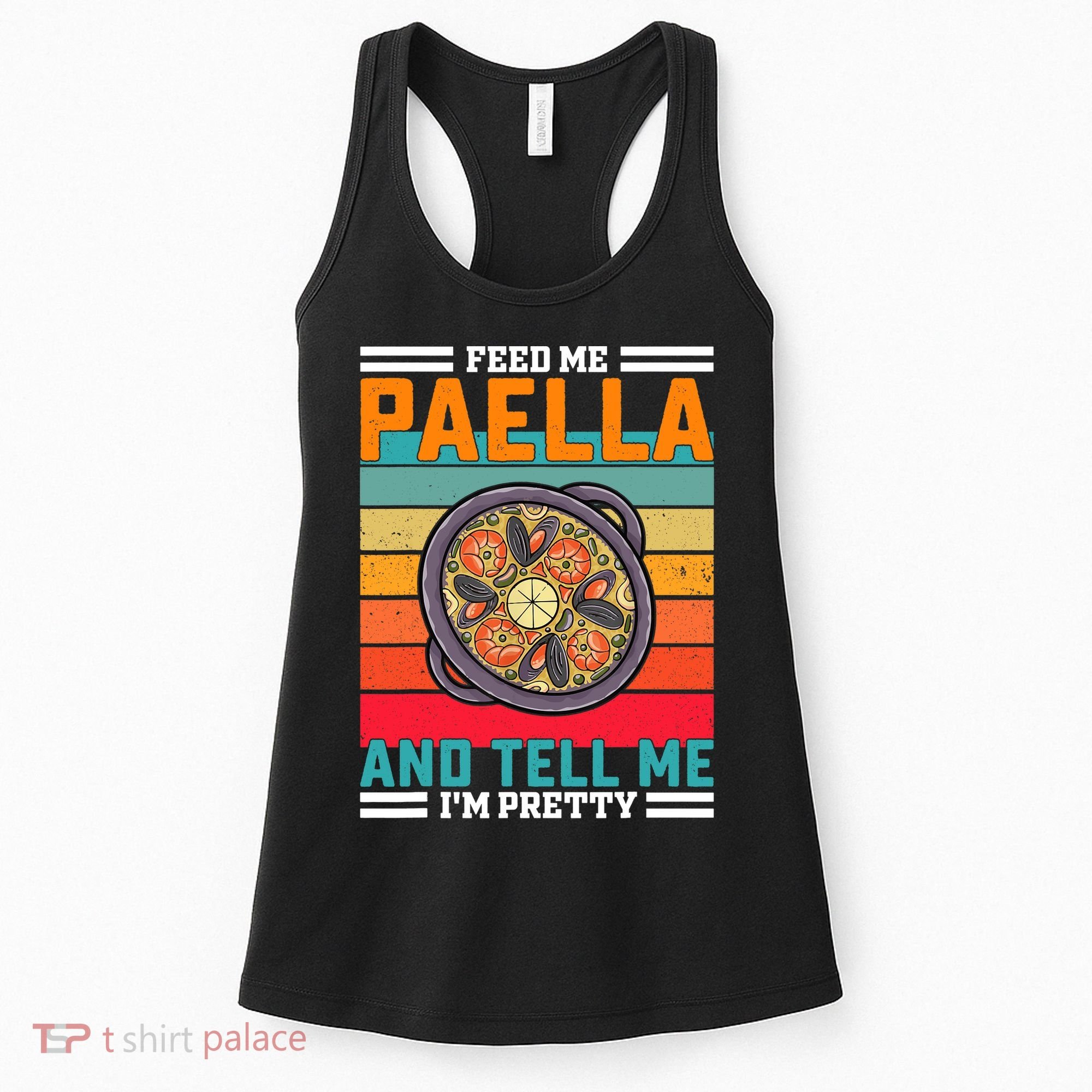 Retro Feed Me Paella Funny Saying Spanish Food Women's Tank Top