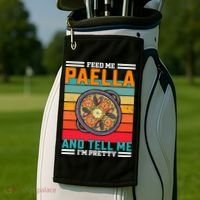 Retro Feed Me Paella Funny Saying Spanish Food Golf Towel thumb 2